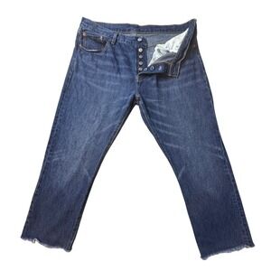 Levi's 501 CT Jeans Womens 36 Blue Customized & Tapered High Rise Raw Hem Denim